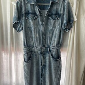Good American Light Wash Denim Jumpsuit Romper